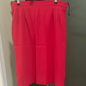 Pink Knee-Length Pleated Office Pencil Skirt
